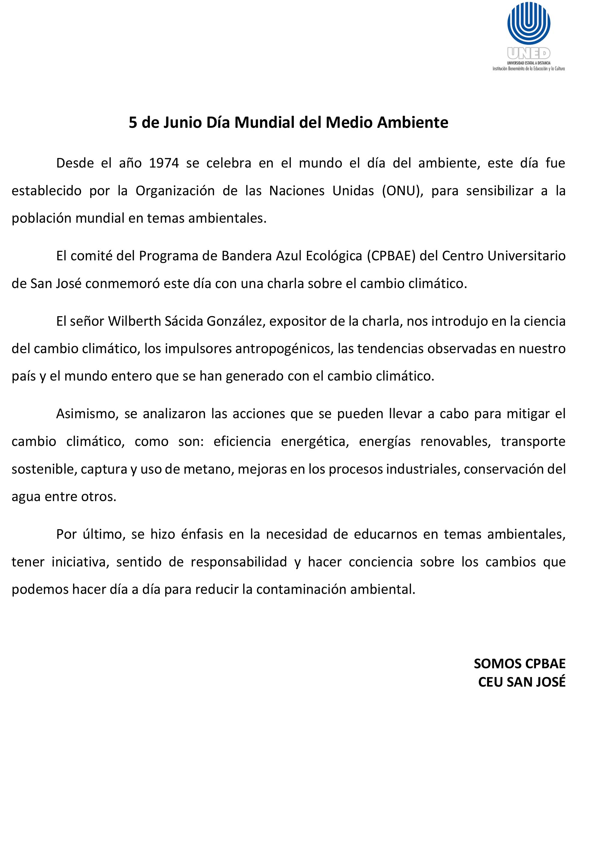 Artículo 5 Junio Día Mundial del Ambiente 1