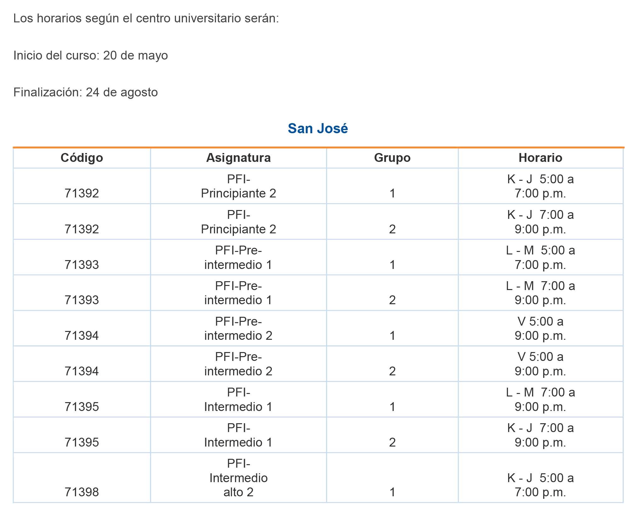 horarios conare 2019 4